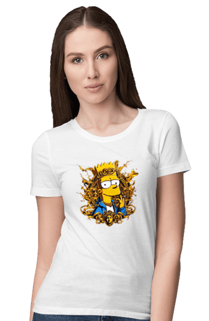 Women's t-shirt with prints Bart Simpson Versace. Bart, cartoon, serial, simpson, versace. 2070702