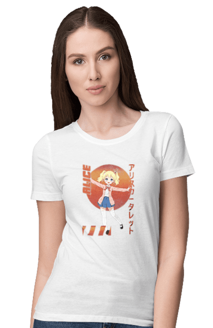 Women's t-shirt with prints Kiniro Mosaic Alice Cartelet. Alice, alice cartelet, anime, gold mosaic, kiniro mosaic, kinmoza, manga. 2070702