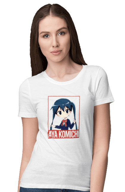 Футболка жіноча з принтом "Золота мозаїка Ая Коміті". Anime, aya komichi, kiniro mosaic, kinmoza, manga, аніме, ая коміті, золота мозаїка, коміті, манга. 2070702