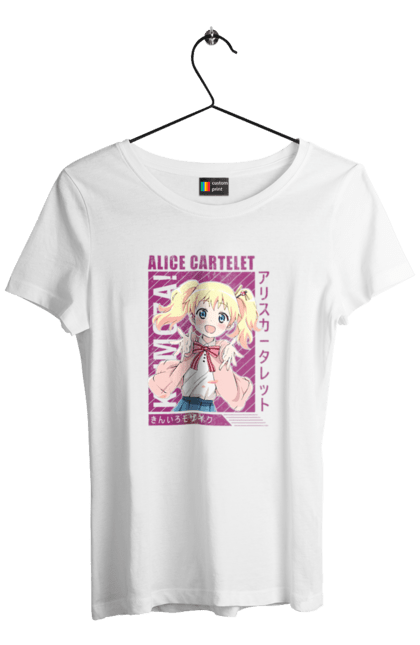 Футболка жіноча з принтом "Золота мозаїка Аліса Картелет". Alice cartelet, anime, kiniro mosaic, kinmoza, manga, аліса, аліса картелет, аніме, золота мозаїка, манга. 2070702