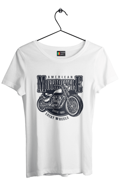 Women`s t-shirt with prints Cool vintage motorcycle. America, good, male, motorcycle, motorcycles, retro, stylish, stylishly, vintage, vintage. 2070702