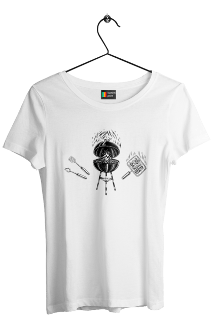 Футболка жіноча з принтом "Барбекю Смажити М'ясо". Барбекю, м`ясо, смажити. 2070702