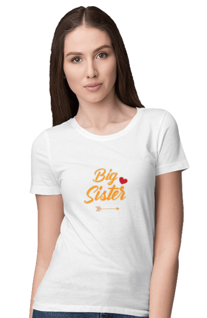 Women's t-shirt with prints Big sister. Big brother, big sister, brother, sister, small brother, small sister. CustomPrint.market
