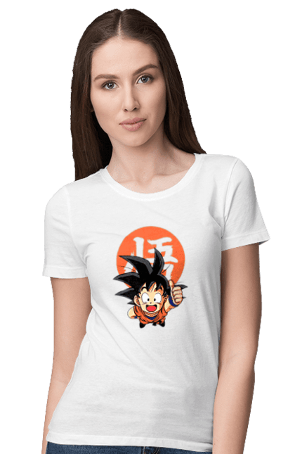 Women's t-shirt with prints Dragon Ball Son Goku. Anime, dragon ball, goku, manga, son goku, tv series. 2070702