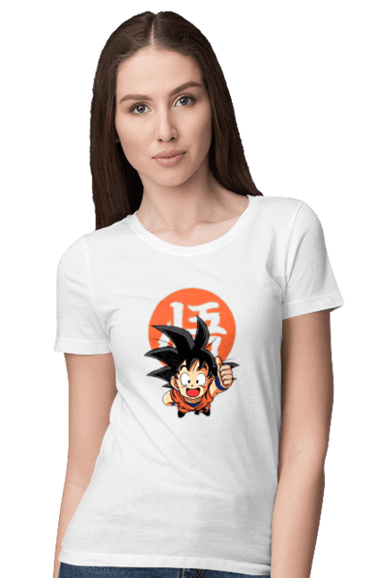 Футболка жіноча з принтом "Перли дракона Сон Гоку". Dragon ball, manga, son goku, аніме, гоку, манга, перли дракона, сон гоку. 2070702