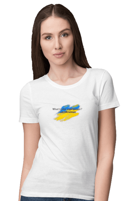 Футболка жіноча з принтом "Я українець". Війна, прапор, суперсила, україна, українець. CustomPrint.market