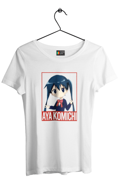 Футболка жіноча з принтом "Золота мозаїка Ая Коміті". Anime, aya komichi, kiniro mosaic, kinmoza, manga, аніме, ая коміті, золота мозаїка, коміті, манга. 2070702