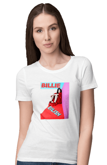 Футболка жіноча з принтом "Біллі Айліш". Біллі айліш, логотип біллі айліш, принт біллі айліш, співачка біллі айліш. 2070702