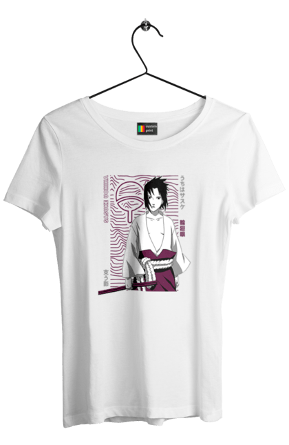 Women's t-shirt with prints Naruto Sasuke Uchiha. Anime, manga, naruto, sasuke, sasuke uchiha, team 7, team number 7, uchiha. 2070702