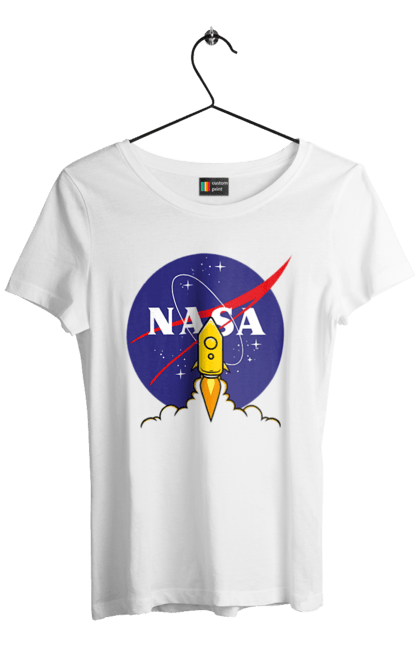 Women's t-shirt with prints NASA. Aeronautics, astronautics, aviation, nasa, research, rocket, science, space, technologies, usa. 2070702