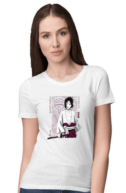 Women's t-shirt with prints Naruto Sasuke Uchiha. Anime, manga, naruto, sasuke, sasuke uchiha, team 7, team number 7, uchiha. 2070702