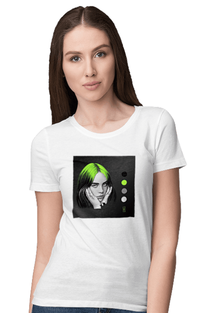 Футболка жіноча з принтом "Біллі Ейліш". Біллі, біллі ейліш, ейліш. 2070702