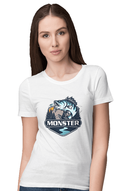 Футболка жіноча з принтом "Рибалка". Монстер, рибак, рибалка, хоббі. 2070702