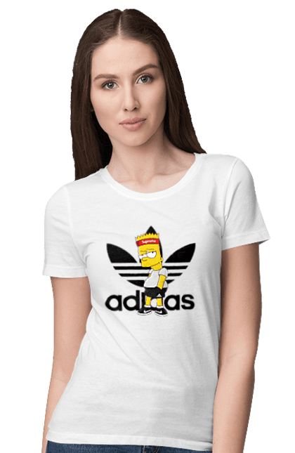 Футболка жіноча з принтом "Adidas Барт". Adidas, bart, адідас, барт, мультфільм, серіал, сімпсон. 2070702