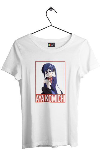 Футболка жіноча з принтом "Золота мозаїка Ая Коміті". Anime, aya komichi, kiniro mosaic, kinmoza, manga, аніме, ая коміті, золота мозаїка, коміті, манга. 2070702