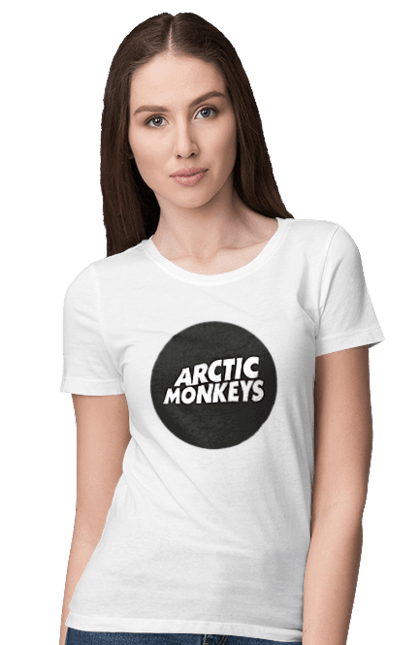 Women's t-shirt with prints Arctic Monkeys. Arctic monkeys, garage rock, group, indie rock, music, post-punk revival, psychedelic rock, rock. 2070702