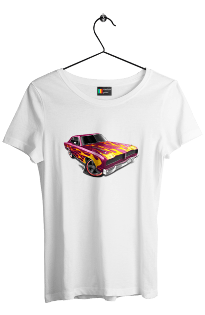 Футболка жіноча з принтом "Машина вогонь". Їзда, машина, швидкість. 2070702