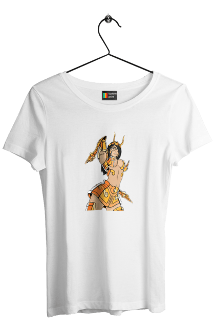 Women's t-shirt with prints Scorpio girl. Armor, glasses, gold, scorpion, young woman. 2070702