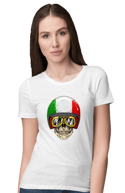 Skull in a motorcycle helmet