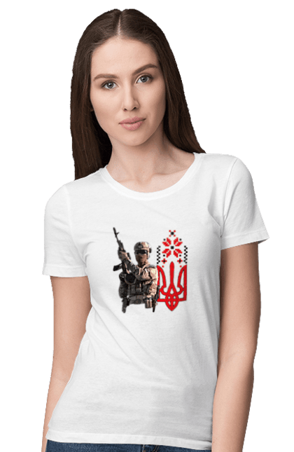 Футболка жіноча з принтом "Гвардія наступу". F 16, himars, leopard, patriot, гвардія наступу, контрнаступ, літо 2023, літо контрнаступ, перемога. 2070702