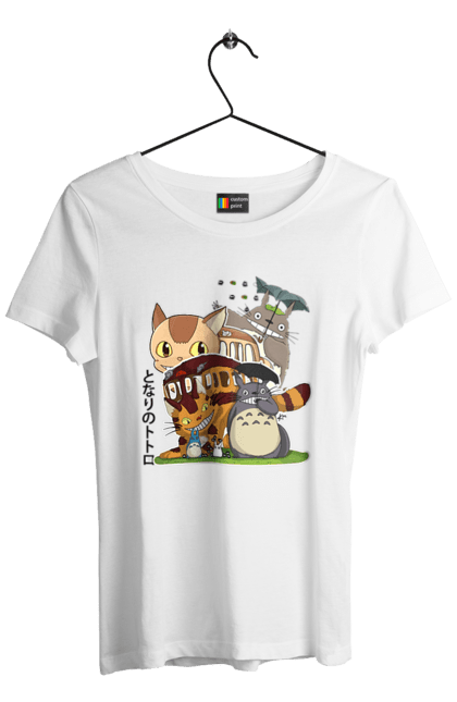 Women's t-shirt with prints Totoro. Adventures, anime, comedy drama, fantasy, film, my neighbor totoro, tv series. 2070702