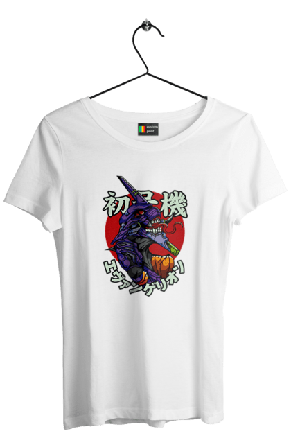 Women's t-shirt with prints Evangelion. Angel, anime, eva 01, evangelion, manga, neon genesis evangelion, shinji. 2070702