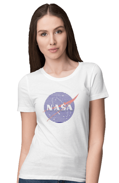 Women's t-shirt with prints NASA. Aeronautics, astronautics, aviation, nasa, research, rocket, science, space, technologies, usa. 2070702