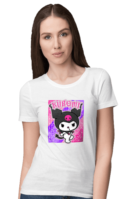 Women's t-shirt with prints Hello Kitty Kuromi. Anime, character, hello kitty, kuromi, my melody, sanrio. 2070702