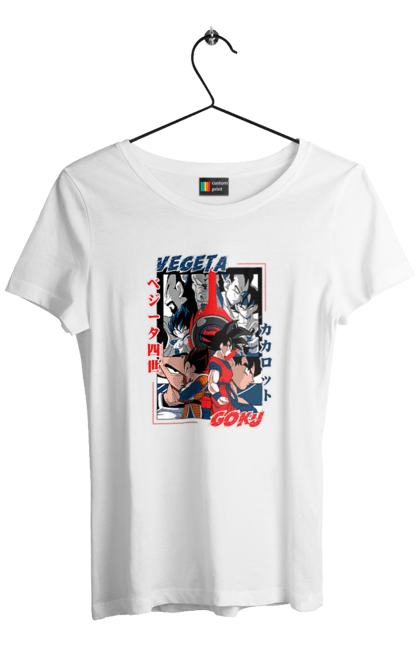 Women's t-shirt with prints Dragon Ball. Anime, dragon ball, goku, manga, tv series, vegeta. 2070702