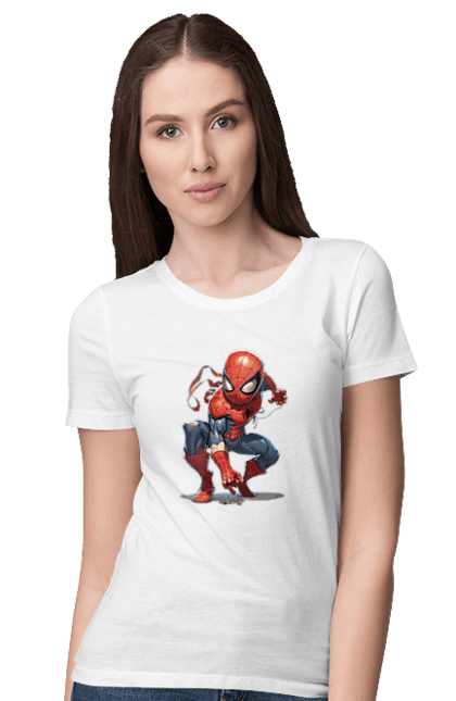 Футболка жіноча з принтом "Людина павук". Всесвіт марвел, людина павук, марвел, персонаж, супергерой. CustomPrint.market