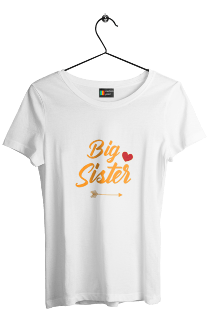 Women's t-shirt with prints Big sister. Big brother, big sister, brother, sister, small brother, small sister. CustomPrint.market