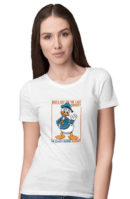 Women's t-shirt with prints Donald Duck. Animated series, cartoon, disney, donald duck. 2070702