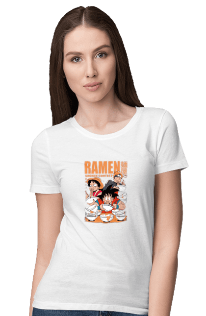 Women's t-shirt with prints Ramen. Anime, characters, food, goku, luffy, manga, naruto, ramen. 2070702