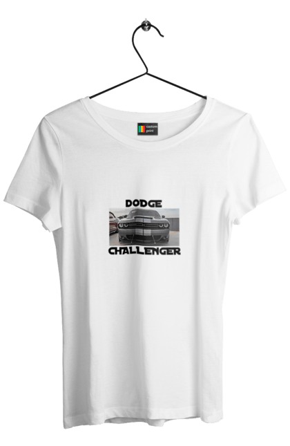 Women`s t-shirt with prints Dodge challenger. An american legend, car, cult car, dodge challenger, oil car, powerful car. 2070702