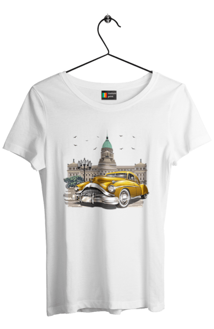 Футболка жіноча з принтом "Автомобіль та архітектура модерн". Автомобіль, архітектура, модерн. 2070702