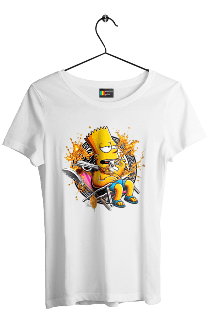 Women's t-shirt with prints Bart Simpson Versace. Bart, cartoon, serial, simpson, versace. 2070702