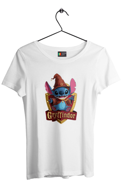 Футболка жіноча з принтом "Стіч Ґрифіндор". Gryffindor, harry potter, hogwarts, stich, гаррі поттер, грифіндор, стіч, факультет, франшиза, хогвартс. 2070702