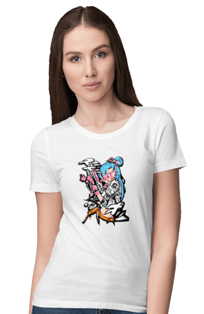 Women's t-shirt with prints Dragon Ball Bulma. Anime, bulma, dragon ball, goku, manga, tv series, vegeta. 2070702