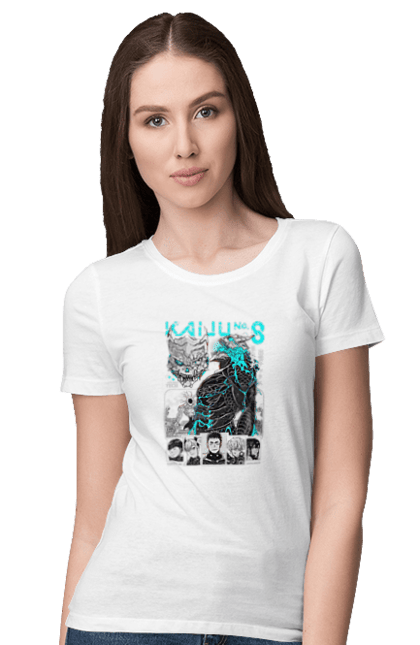 Women's t-shirt with prints Kaiju № 8 Kafka Hibino. Anime, hibino kafka, kafka hibino, kaiju, kaiju 8, kaiju 8, kaiju № 8, manga. 2070702