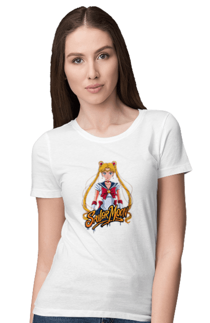 Women's t-shirt with prints Sailor Moon. Anime, drama, magical girl, sailor moon, tv series, usagi tsukino. 2070702