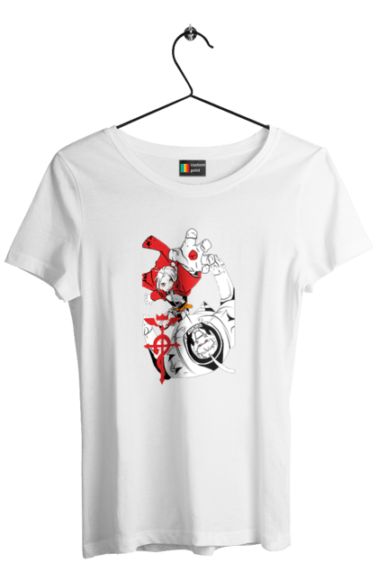 Women's t-shirt with prints Fullmetal Alchemist. Adventures, alphonse elric, anime, edward elric, fullmetal alchemist, light novel, manga, steampunk. 2070702