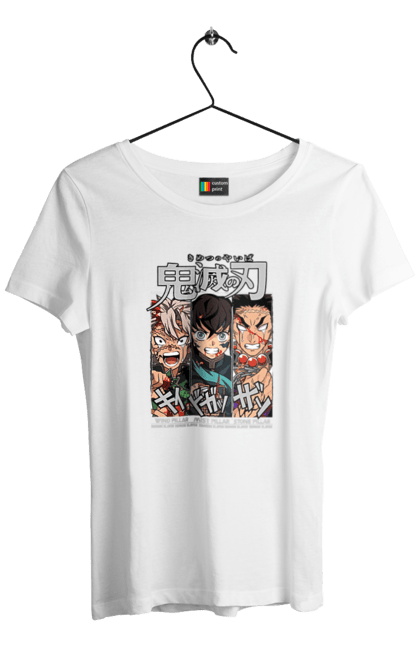 Women's t-shirt with prints Demon Slayer Sanemi Muichiro Gyomei. Anime, demon slayer, gyomei, himejima, kimetsu no yaiba, manga, muichiro, sanemi. 2070702