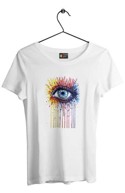 Women`s t-shirt with prints Colorful Flowing Eye. Eye, paints. 2070702