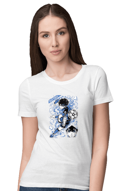 Women's t-shirt with prints Blue Lock Isagi Yoichi. Anime, blue lock, blue prison, manga, sport, sports anime, yoichi isagi. 2070702