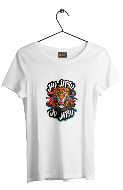 Women's t-shirt with prints Jujutsu. Animal, japan, jiu jitsu, jujutsu, leopard, martial arts, ninja, samurai, sport. 2070702