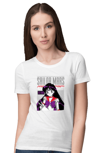 Футболка жіноча з принтом "Сейлор Мун Марс". Rei hino, sailor moon, аніме, драма, махо седьо, рей хіно, сейлор марс, сейлор мун, серіал. 2070702