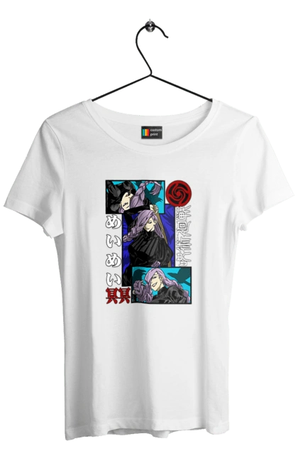 Футболка женская с принтом Магическая битва Мэй Мэй. Anime, jujutsu kaisen, manga, mei mei, аниме, магическая битва, манга, мэй мэй. 2070702