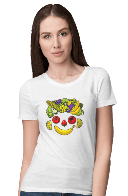 Women`s t-shirt with prints Hls Smile. Healthy, smile, vegetable. 2070702