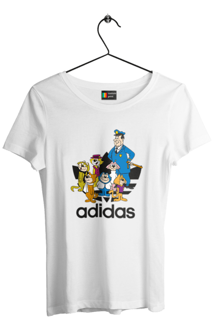 Футболка женская с принтом Adidas Top Cat. Adidas, top cat, адидас, кот, коты, мульт, мультсериал. 2070702