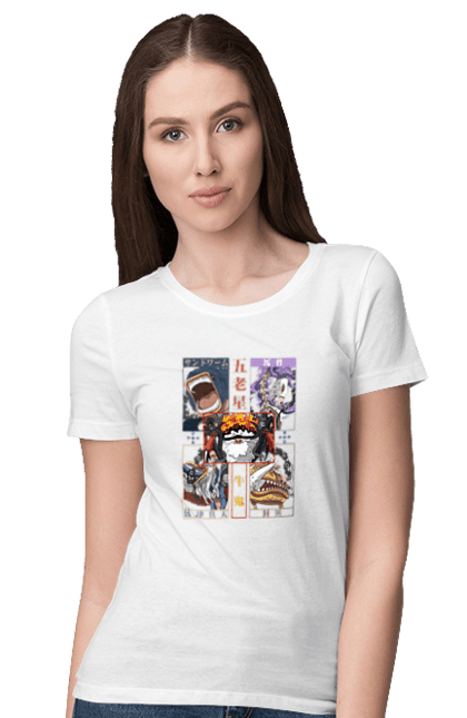 Women's t-shirt with prints One Piece Gorosei. Adventures, anime, fantasy, five elders, gorosei, light novel, manga, one piece, tv series. 2070702